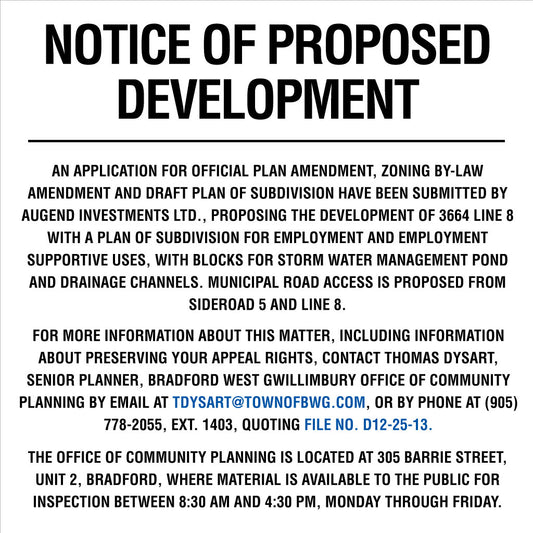 Bradford West Gwillimbury - Development Sign